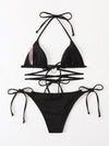 ROMWE Gemini Heart Ring Linked Triangle Bikini Swimsuit