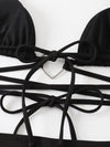 ROMWE Gemini Heart Ring Linked Triangle Bikini Swimsuit