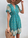 Floral Print Butterfly Sleeve Dress