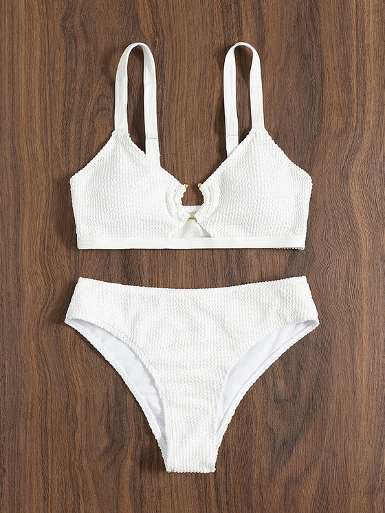 Ring Linked High Waisted Bikini Swimsuit