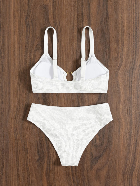 Ring Linked High Waisted Bikini Swimsuit