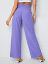 Solid Zip Up Wide Leg Pants