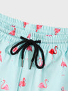 Men Flamingo Print Drawstring Waist Shorts