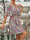 Frenchy Allover Floral Surplice Neck A line Dress