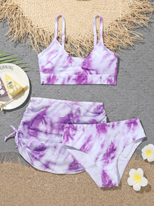  Girls Tie Dye Bikini Swimsuit With Beach Skirt