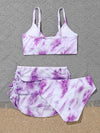 Girls Tie Dye Bikini Swimsuit With Beach Skirt