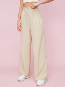  EZwear Solid Zip Up Straight Leg Pants