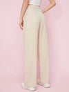 Solid Zip Up Wide Leg Pants