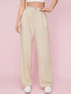 Solid Zip Up Wide Leg Pants