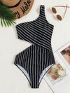 Striped Cut out One Piece Swimsuit