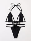 Plain Cut Out Micro Triangle Bikini Swimsuit