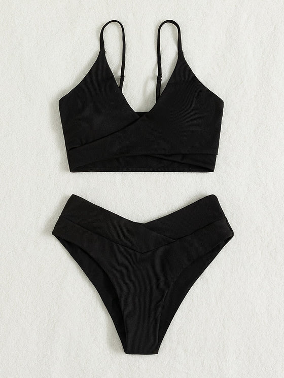 Plain Rib Bikini Swimsuit