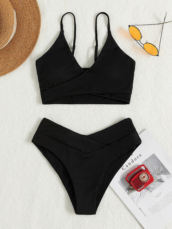 Plain Rib Bikini Swimsuit