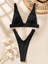 V Neck High Cut Bikini Swimsuit