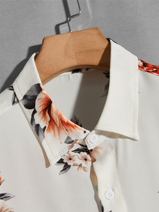 Men Drop Shoulder Floral Print Shirt