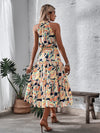 Floral Print Ruffle Hem Halter Dress