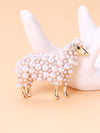 Faux Pearl Decor Sheep Brooch