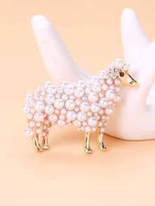  Faux Pearl Decor Sheep Brooch