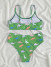 Dinosaur Random Print High Waisted Bikini Swimsuit