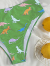 Dinosaur Random Print High Waisted Bikini Swimsuit