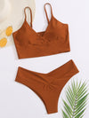 Solid Spaghetti Strap Bikini Swimsuit