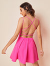 BAE Crisscross Open Back Fit and Flare Dress