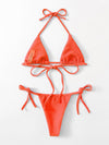 Plain Halter Triangle Bikini Swimsuit