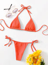 Plain Halter Triangle Bikini Swimsuit