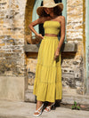 Shirred Tube Top Ruffle Hem Skirt