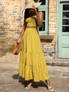 Shirred Tube Top Ruffle Hem Skirt