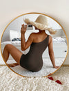 Solid Cut out One Shoulder One Piece Swimsuit