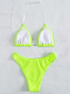 Plain Cheer Strap Triangle Bikini Swimsuit