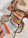 Striped Knitted Backless bikini Cover Up