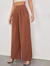 Zipper Fly Fold Pleated Palazzo Pants