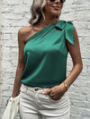 Knot Detail One Shoulder Satin Blouse