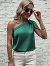 Knot Detail One Shoulder Satin Blouse