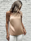 Knot Detail One Shoulder Satin Blouse