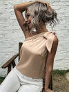 Knot Detail One Shoulder Satin Blouse