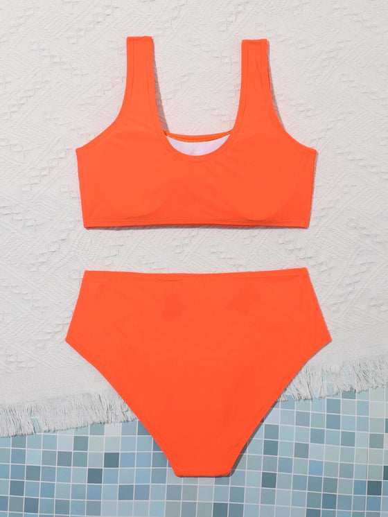 Teen Girls Plain Bikini Swimsuit