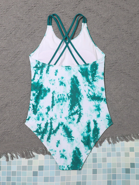 Teen Girls Tie Dye One Piece Swimsuit