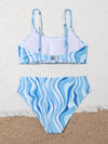 Teen Girls Fluid Pattern Bikini Swimsuit