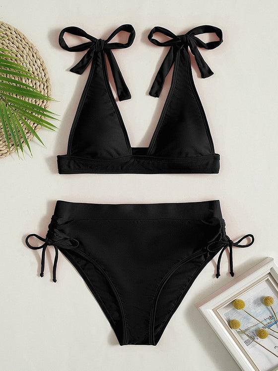 Knot Shoulder Bikini Swimsuit