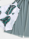 Teen Girls Plant Print Cut out Bikini Swimsuit With Kimono