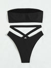 Cross Bandeau High Cut Bikini Swimsuit