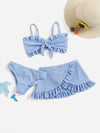 Toddler Girls Textured Frill Trim Bow Front Bikini Swimsuit