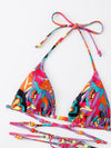 Allover Print Halter Triangle Bikini Swimsuit