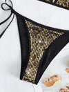 Rhinestone Studded Halter Triangle Bikini Swimsuit