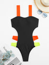 Colorful Strap Cut out One Piece Swimsuit