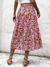 High Waist Floral Print Ruffle Hem Skirt