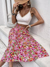 High Waist Floral Print Ruffle Hem Skirt